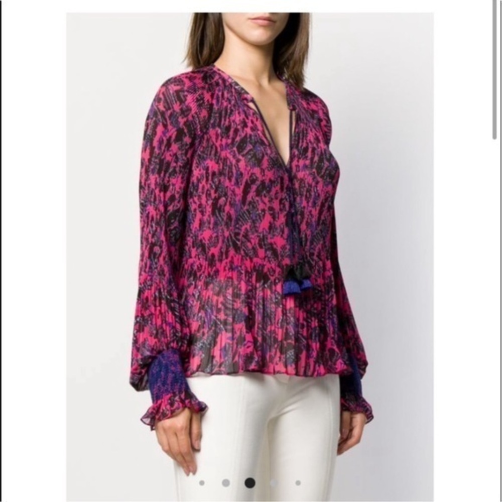 Derek Lam 10 Crosby Helena Pleated Tassel Blouse 2